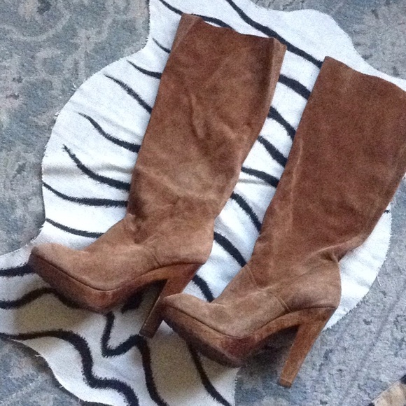 Michael Kors Suede boots Wood heels Rare - Picture 1 of 8